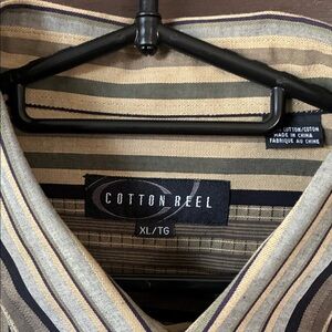 Men's Striped Dress Shirt - Brown and Tan
